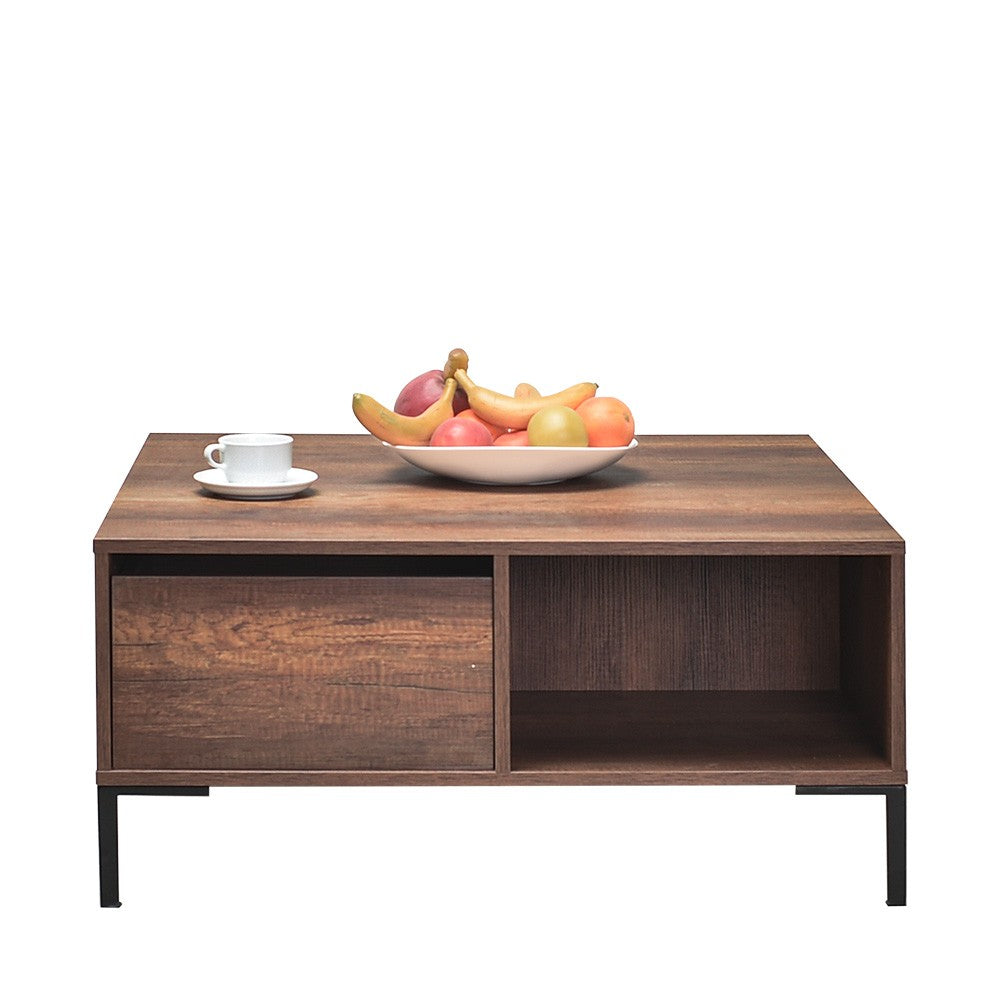 Mesa de Centro – 90 cm x 42 cm x 90 cm – Nogueira – Painel de partículas revestido a melamina