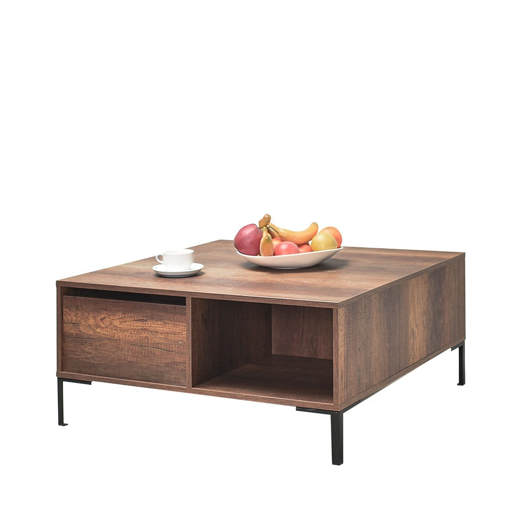 Mesa de Centro – 90 cm x 42 cm x 90 cm – Nogueira – Painel de partículas revestido a melamina