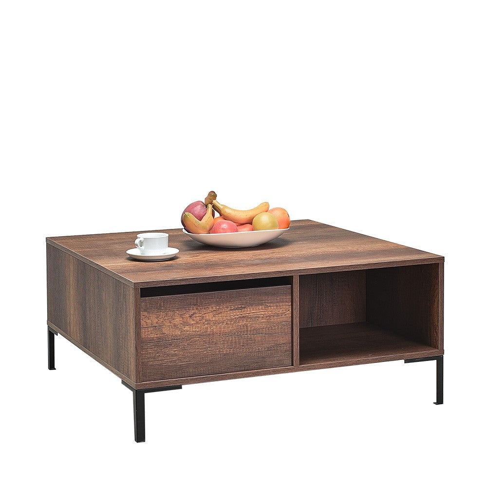 Mesa de Centro – 90 cm x 42 cm x 90 cm – Nogueira – Painel de partículas revestido a melamina