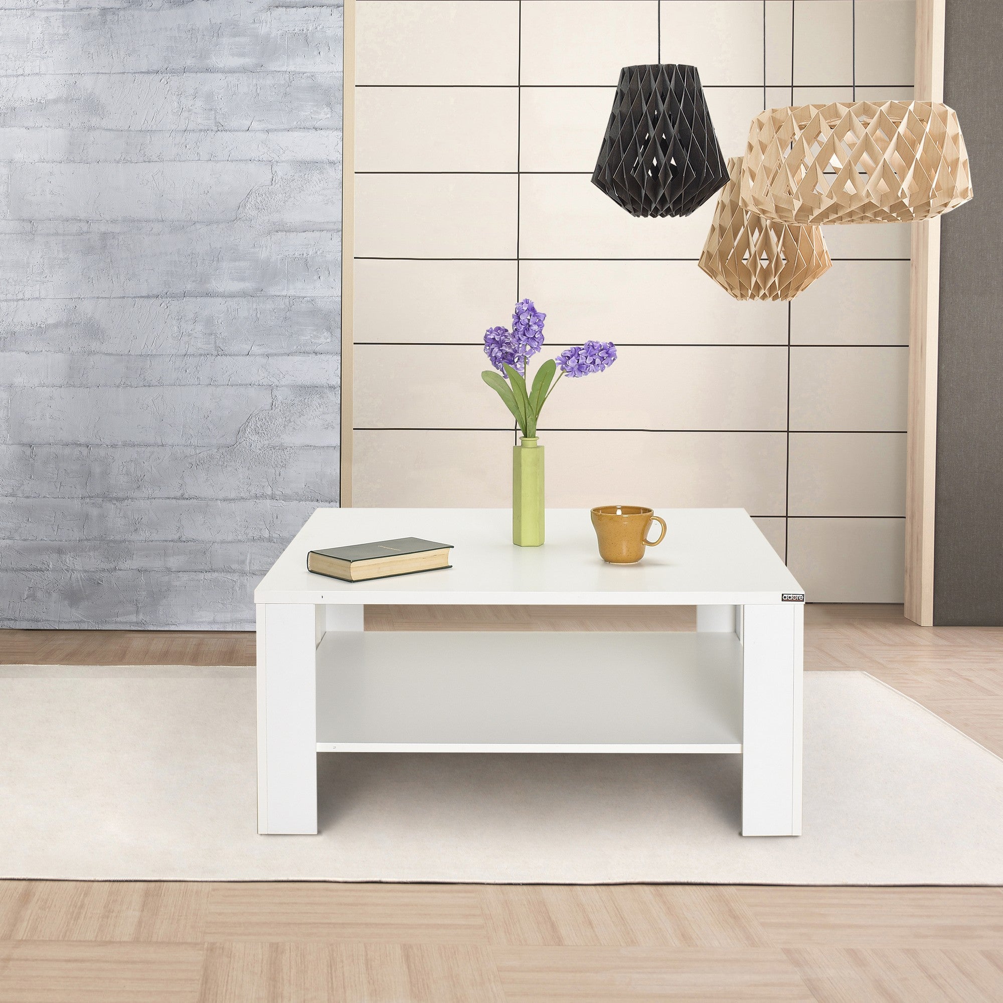 Mesa de Centro – 90 cm x 42 cm x 90 cm – Branco – Melamina