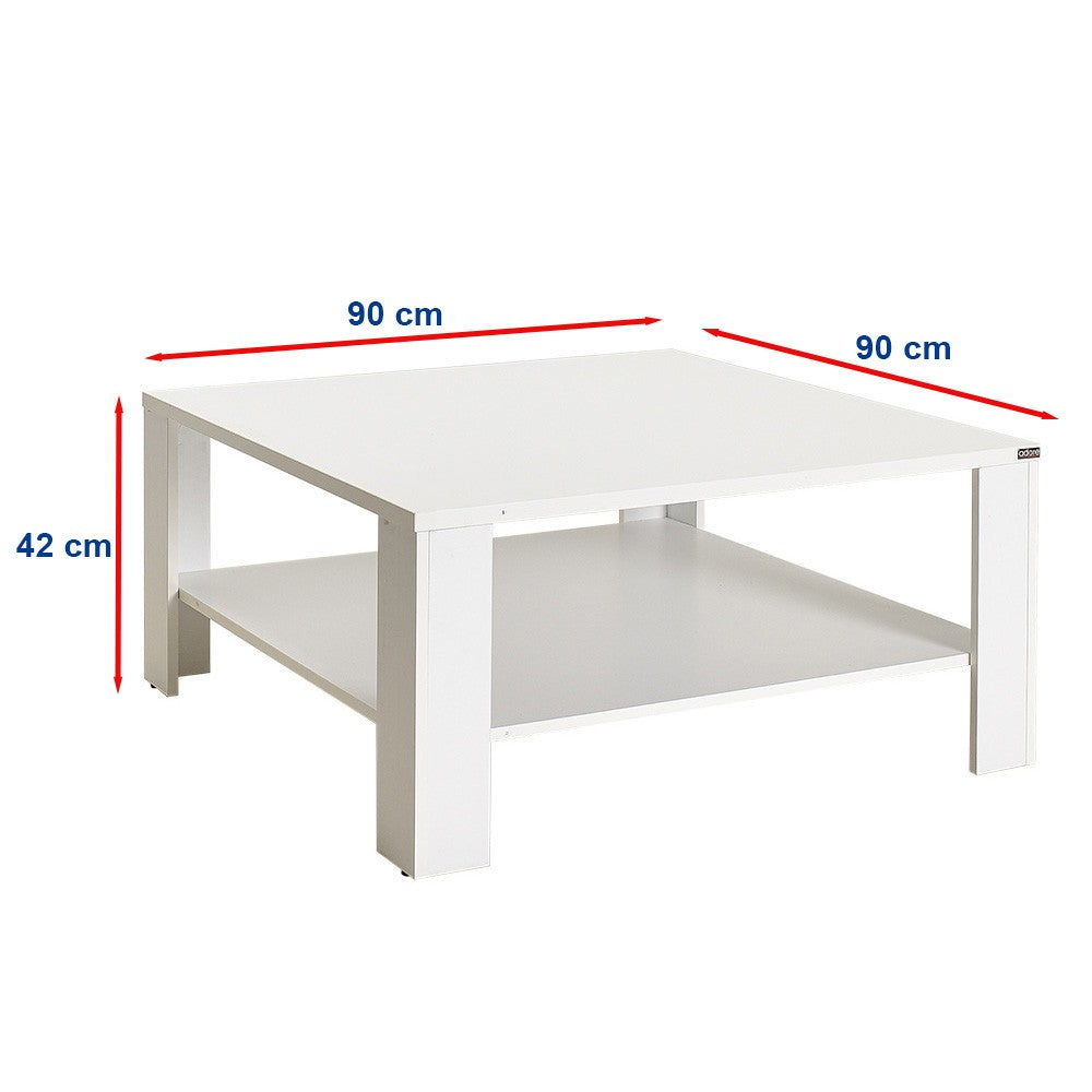 Mesa de Centro – 90 cm x 42 cm x 90 cm – Branco – Melamina