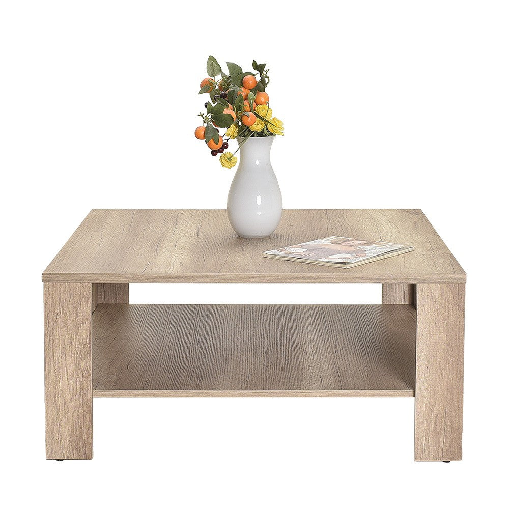 Mesa de Centro – 90 cm x 42 cm x 90 cm – Nogueira clara – Painel de partículas revestido a melamina