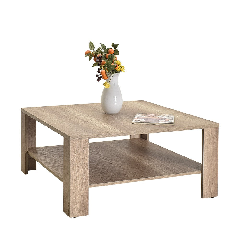 Mesa de Centro – 90 cm x 42 cm x 90 cm – Nogueira clara – Painel de partículas revestido a melamina