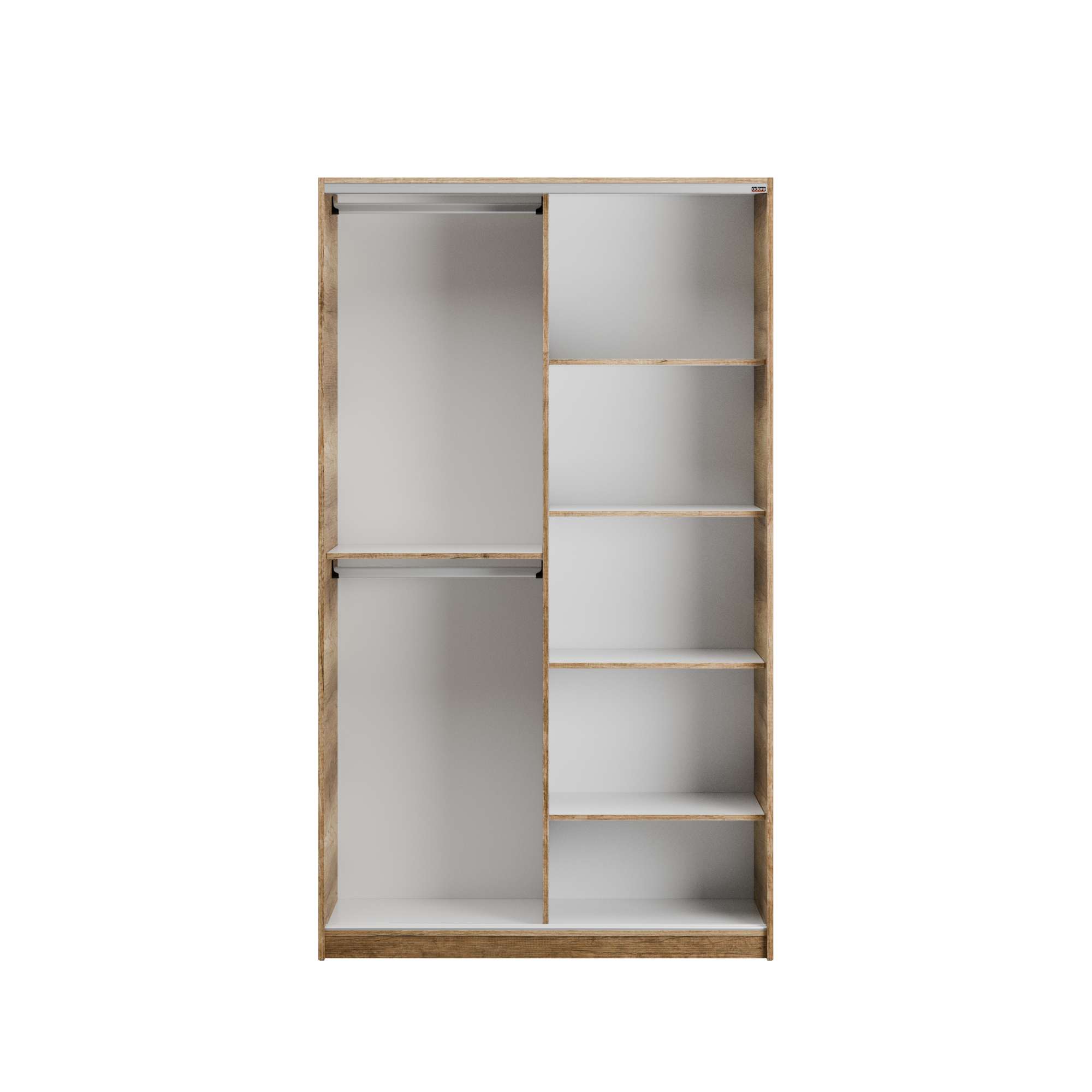 Guarda-roupa de MDF revestido de melamina – 120 cm x 207 cm x 52 cm – Cor Sonoma