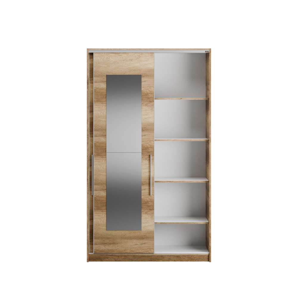Guarda-roupa de MDF revestido de melamina – 120 cm x 207 cm x 52 cm – Cor Sonoma