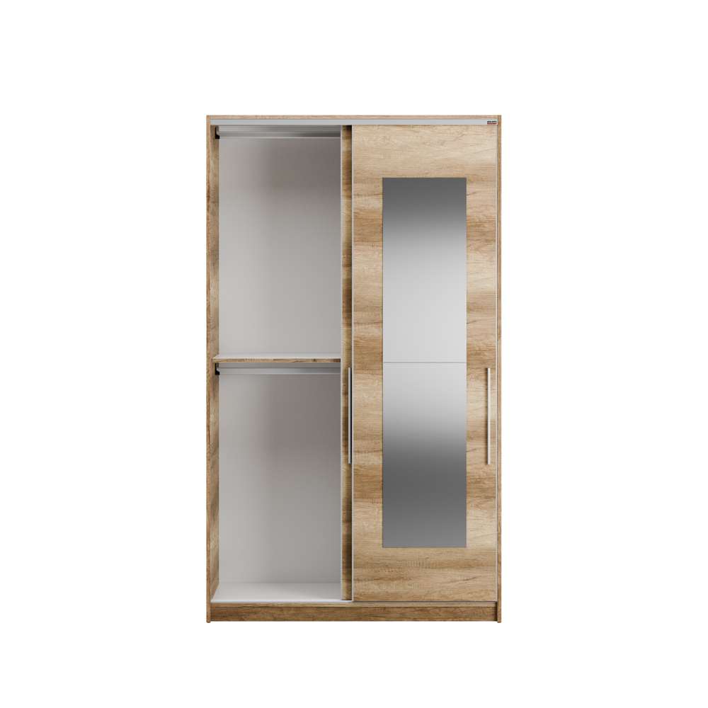 Guarda-roupa de MDF revestido de melamina – 120 cm x 207 cm x 52 cm – Cor Sonoma