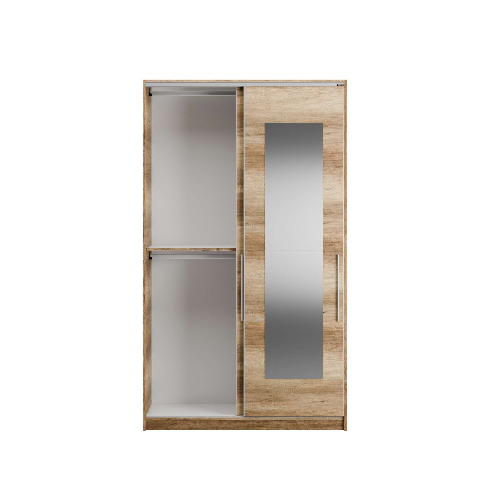 Guarda-roupa de MDF revestido de melamina – 120 cm x 207 cm x 52 cm – Cor Sonoma