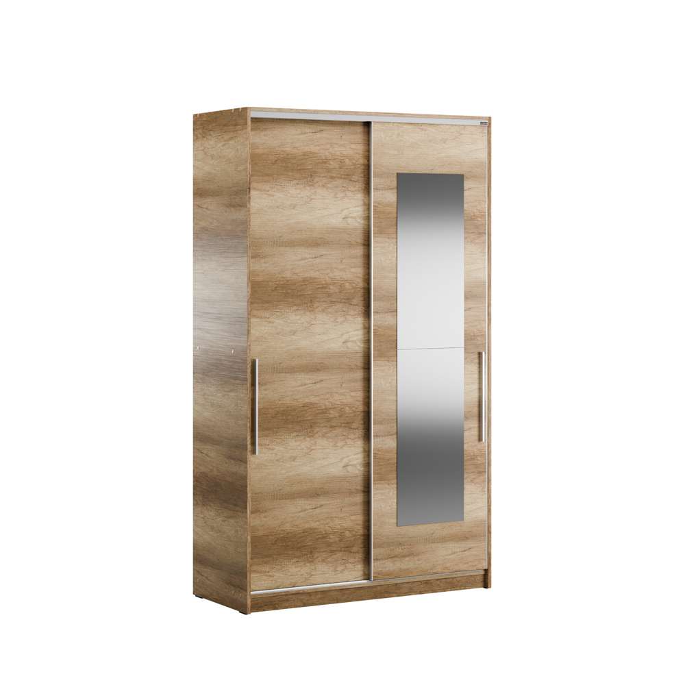 Guarda-roupa de MDF revestido de melamina – 120 cm x 207 cm x 52 cm – Cor Sonoma