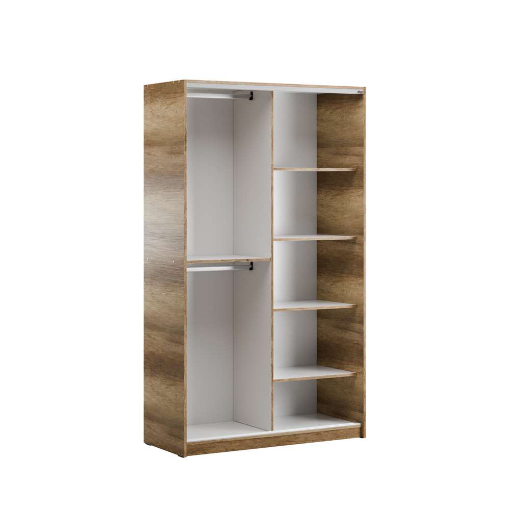 Guarda-roupa de MDF revestido de melamina – 120 cm x 207 cm x 52 cm – Cor Sonoma