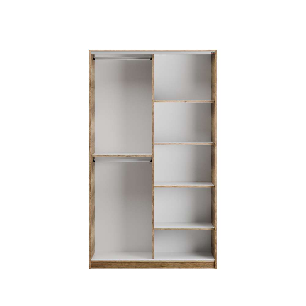 Guarda-roupa de MDF revestido de melamina – 120 cm x 207 cm x 52 cm – Cor Sonoma