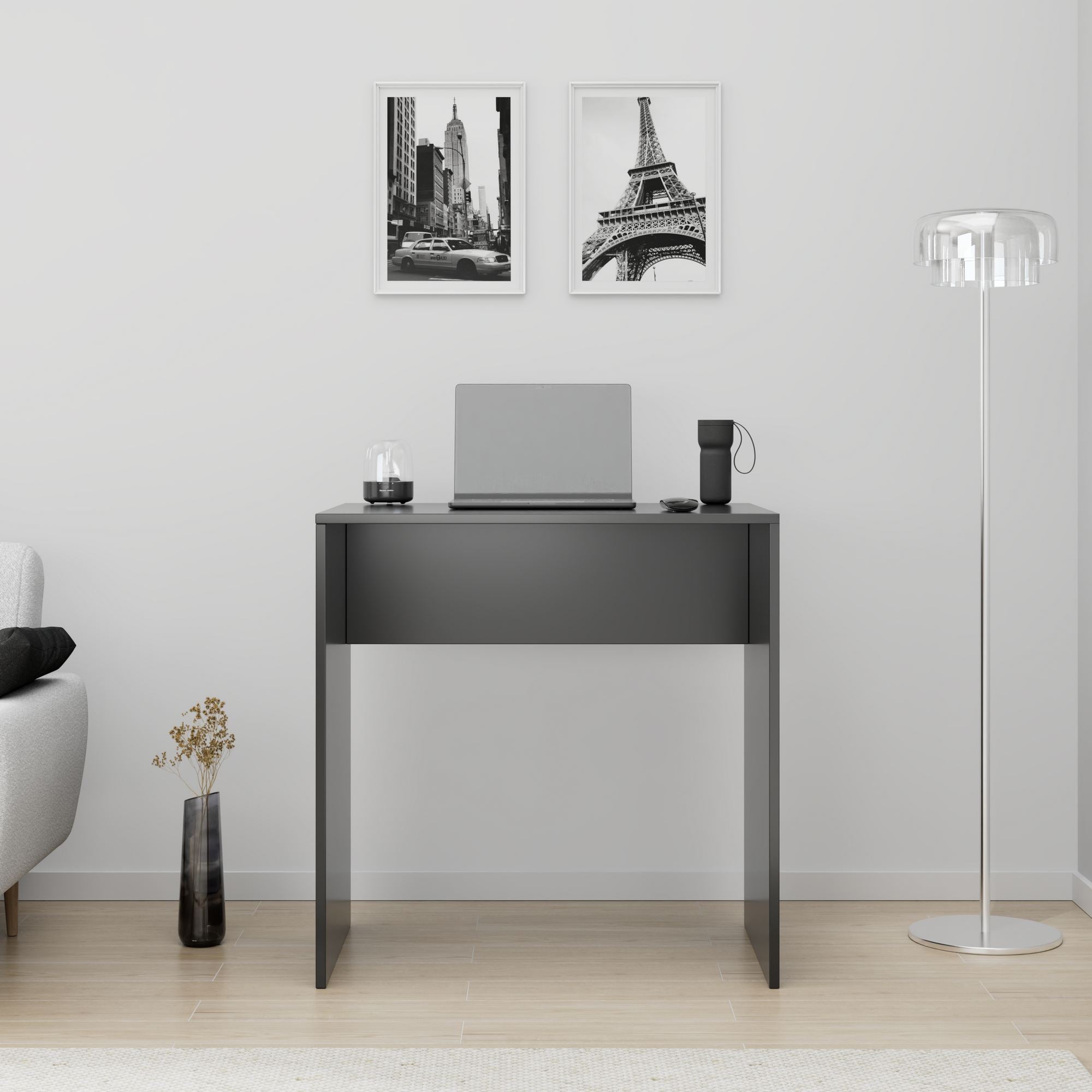 Secretária de Estudo Antracite 72x75x57cm - Melamina 16mm Resistente e Compacta