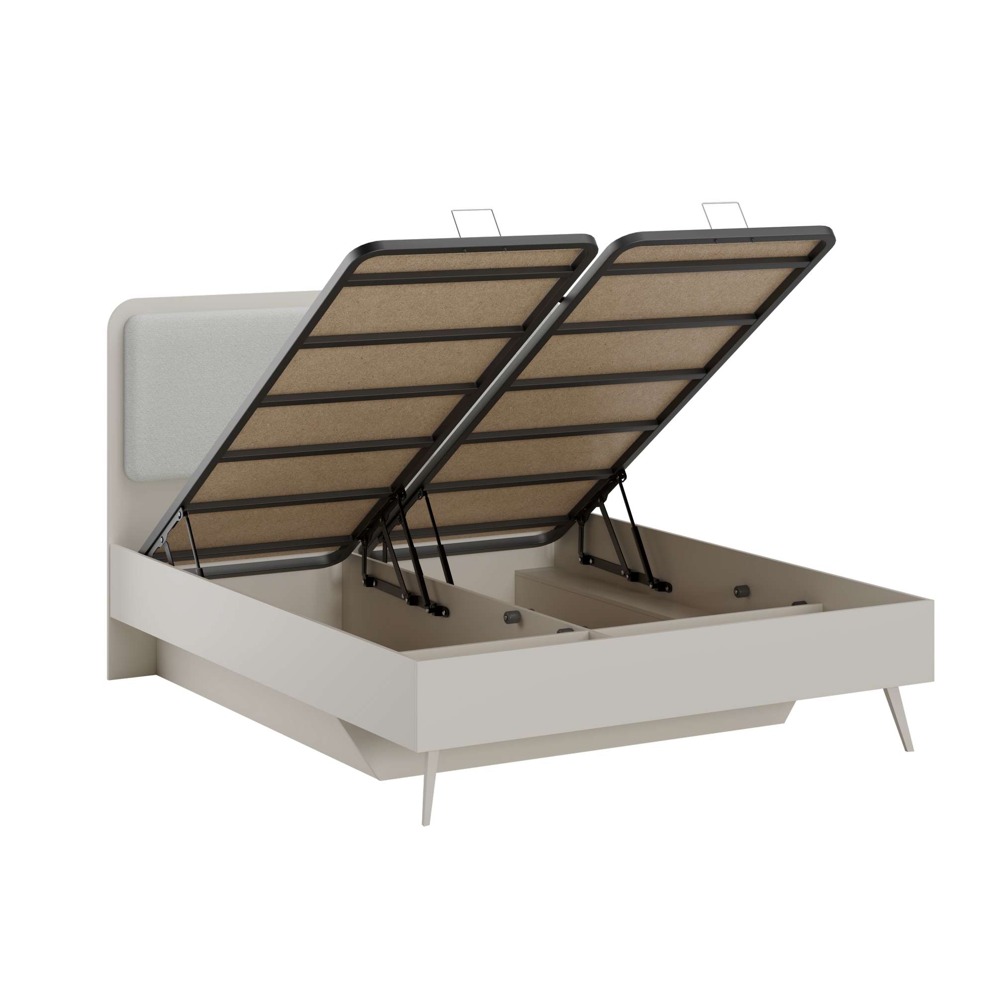 Cama de Casal Dupla em Melamina Cor Mink - 160x200cm com Estrutura Resistente de 16mm