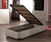 Base de cama de solteiro, bege, 120 x 200 cm | Design ortopédico completo, perfil de aço 20 x 30 cm, bordas de MDF, 6 pernas (6 cm de altura) | Suporte durável e confortável