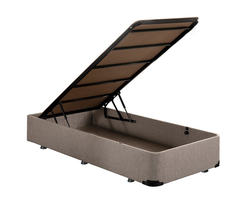 Base de cama de solteiro, bege, 90 x 190 cm | Design ortopédico completo, perfil de aço 20 x 30 cm, bordas de MDF, 6 pernas (6 cm de altura) | Suporte durável e confortável