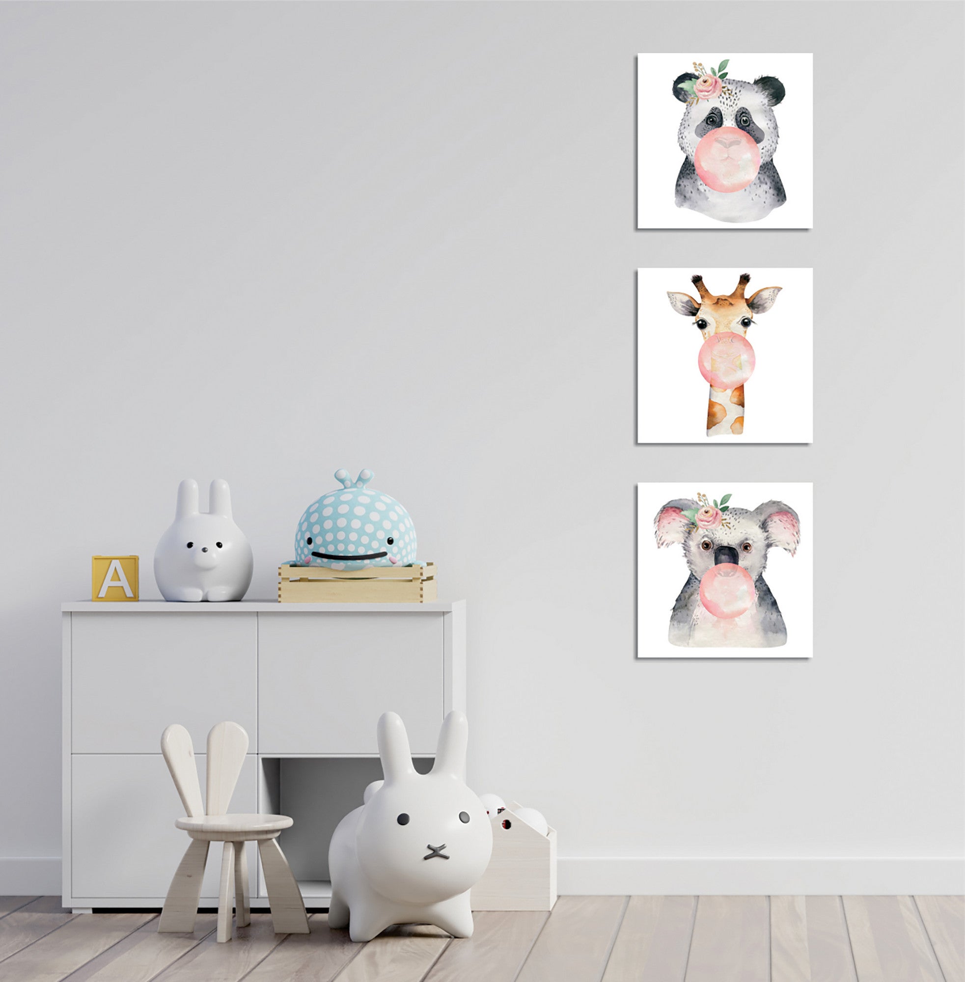 Conjunto elegante de pinturas decorativas em tela (3 peças), 30 x 30 cm | 60% algodão/40% poliéster, moldura de madeira, impressão digital | Perfeito para amantes de decoração e arte