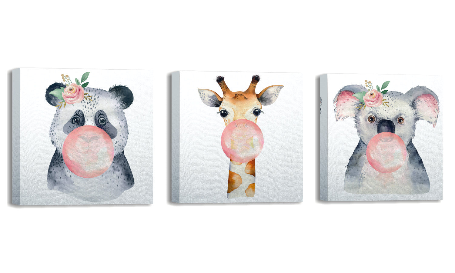 Conjunto elegante de pinturas decorativas em tela (3 peças), 30 x 30 cm | 60% algodão/40% poliéster, moldura de madeira, impressão digital | Perfeito para amantes de decoração e arte