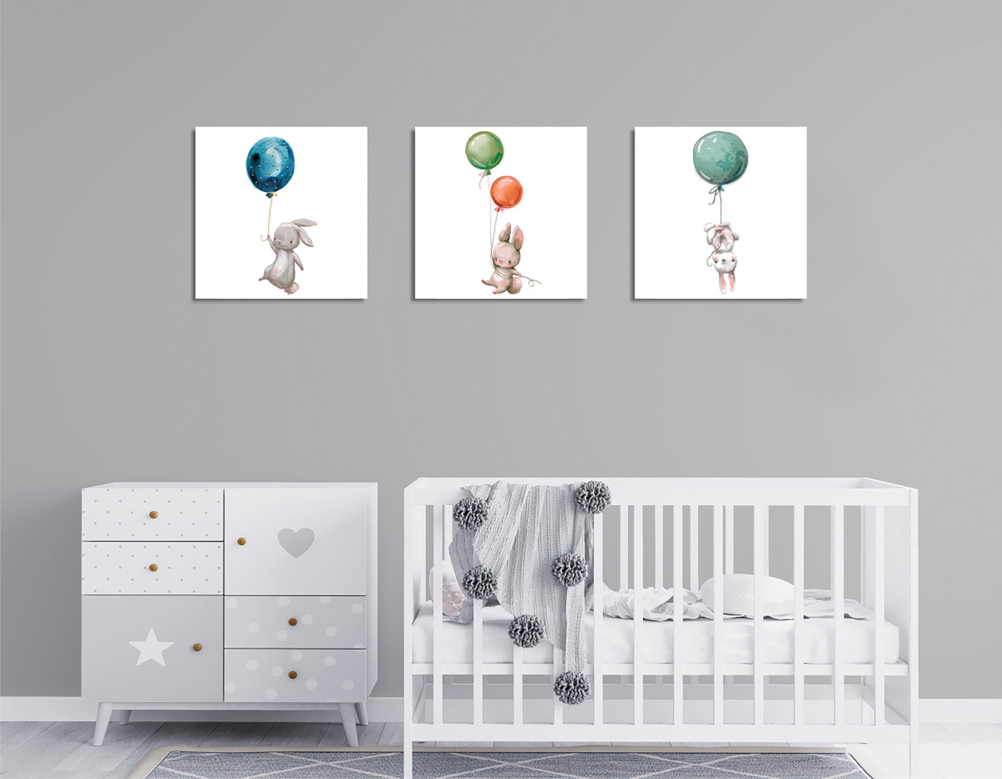 Conjunto elegante de pinturas decorativas em tela (3 peças), 30 x 30 cm | 60% algodão/40% poliéster, moldura de madeira, impressão digital | Perfeito para amantes de decoração e arte