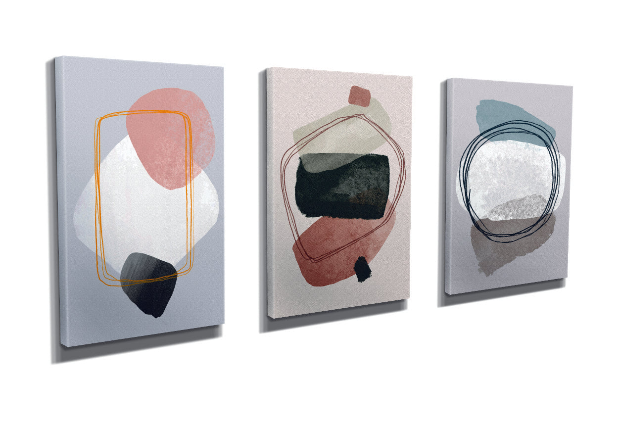 Conjunto elegante de pinturas decorativas em tela (3 peças), 30 x 40 cm | 60% algodão/40% poliéster, moldura de madeira, impressão digital | Perfeito para amantes de decoração e arte