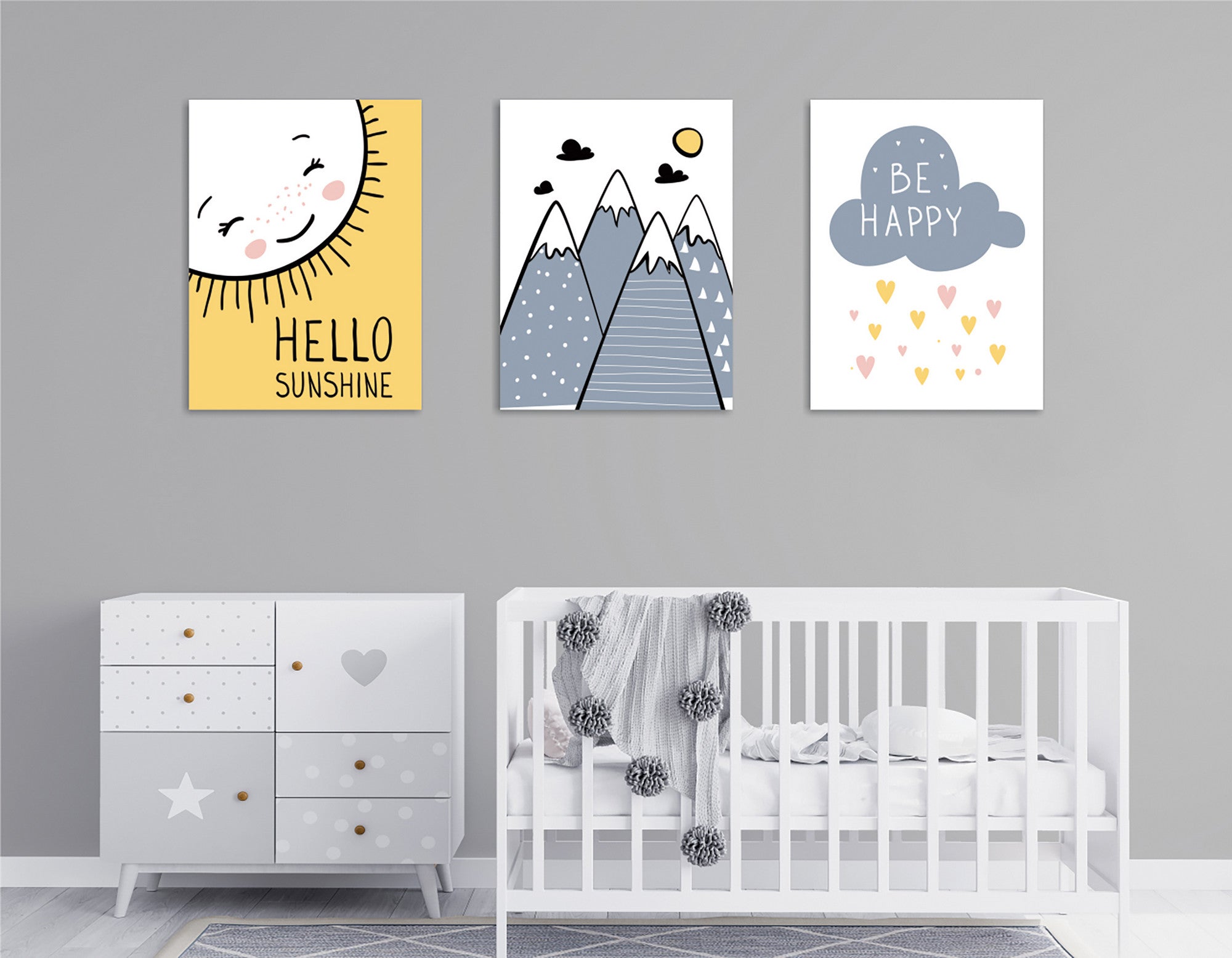 Conjunto elegante de pinturas decorativas em tela (3 peças), 30 x 40 cm | 60% algodão/40% poliéster, moldura de madeira, impressão digital | Perfeito para amantes de decoração e arte