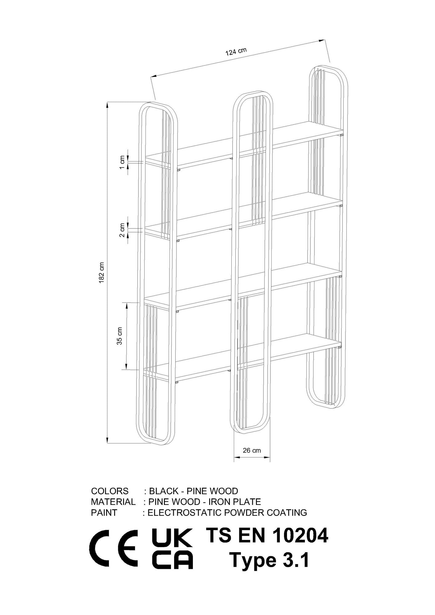 Estante de livros-Sierra-Preto