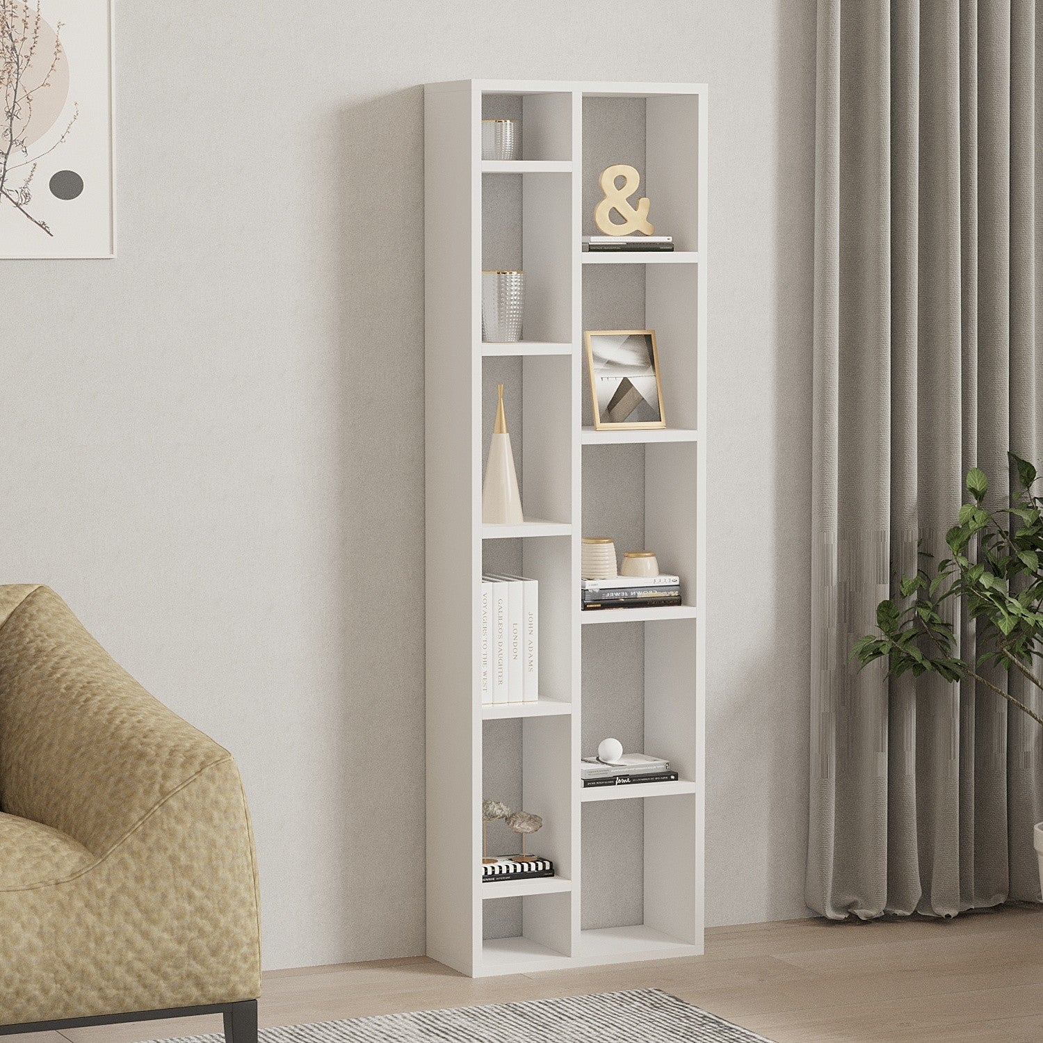 Estante de MDF melamínico – 150 cm de altura – 44,4 cm de largura – Branco
