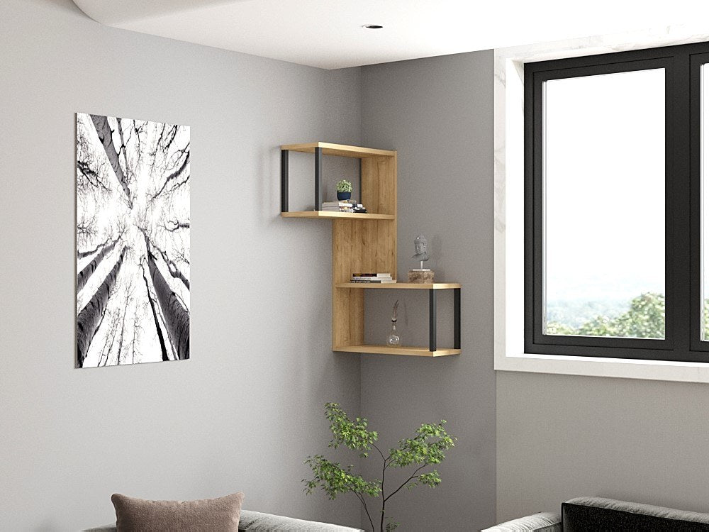 Prateleira de parede – 84cm x 52cm x 20cm – Carvalho Safira – Painel de partículas revestido a melamina