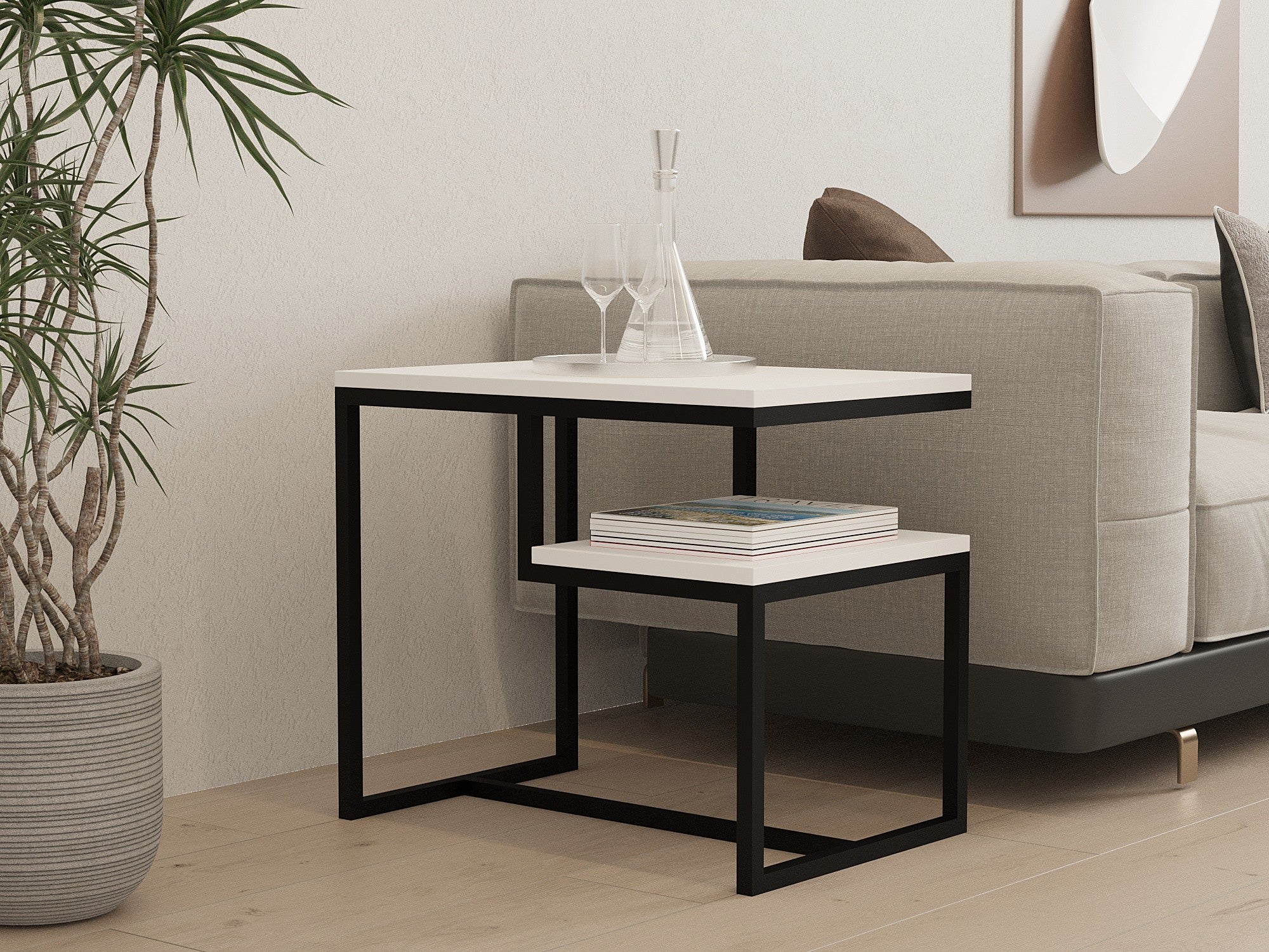 Mesa de Centro-Wengen-Branco