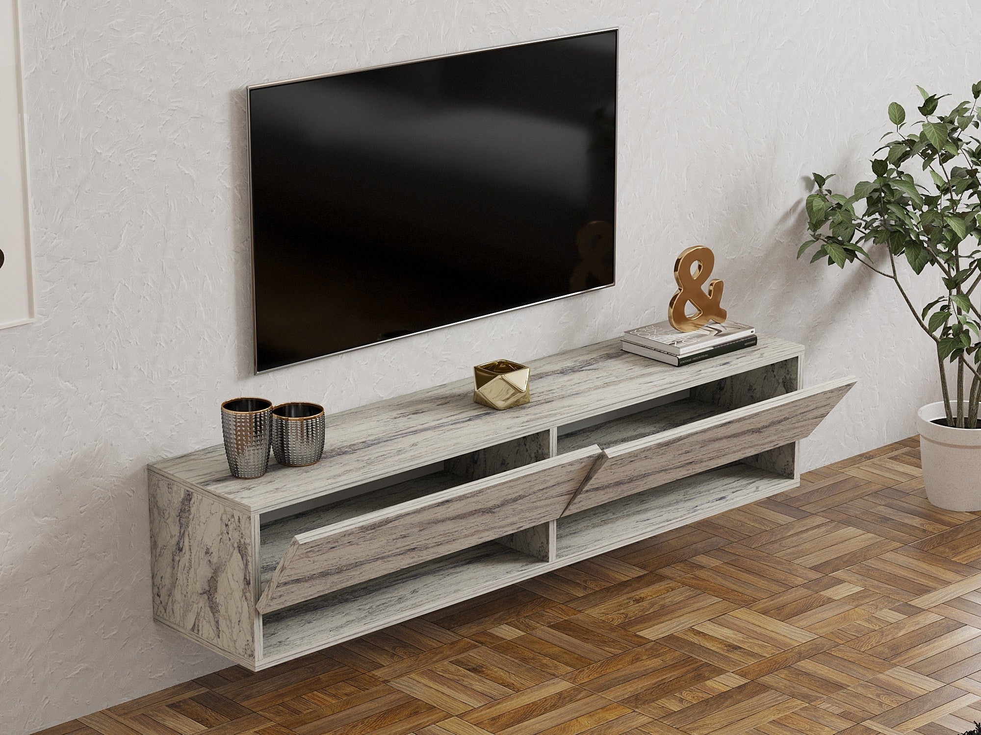 Móvel de TV-Arges-Travertino