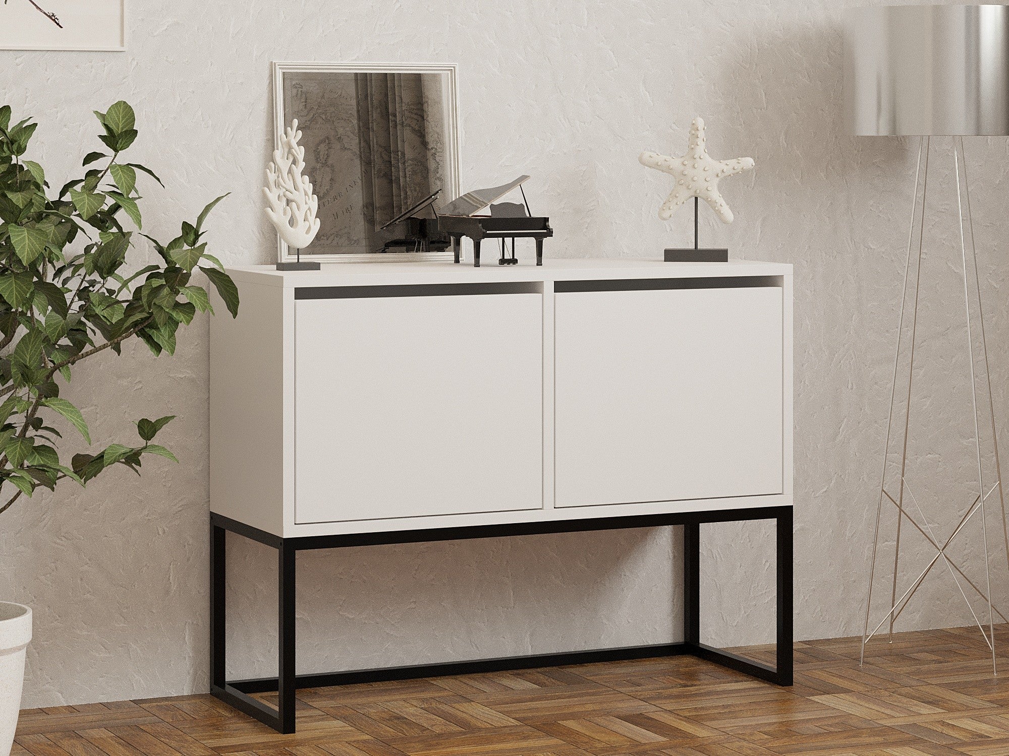Aparador – 90 x 70 x 34 cm – Branco – Painel de Partículas revestido a Melamina
