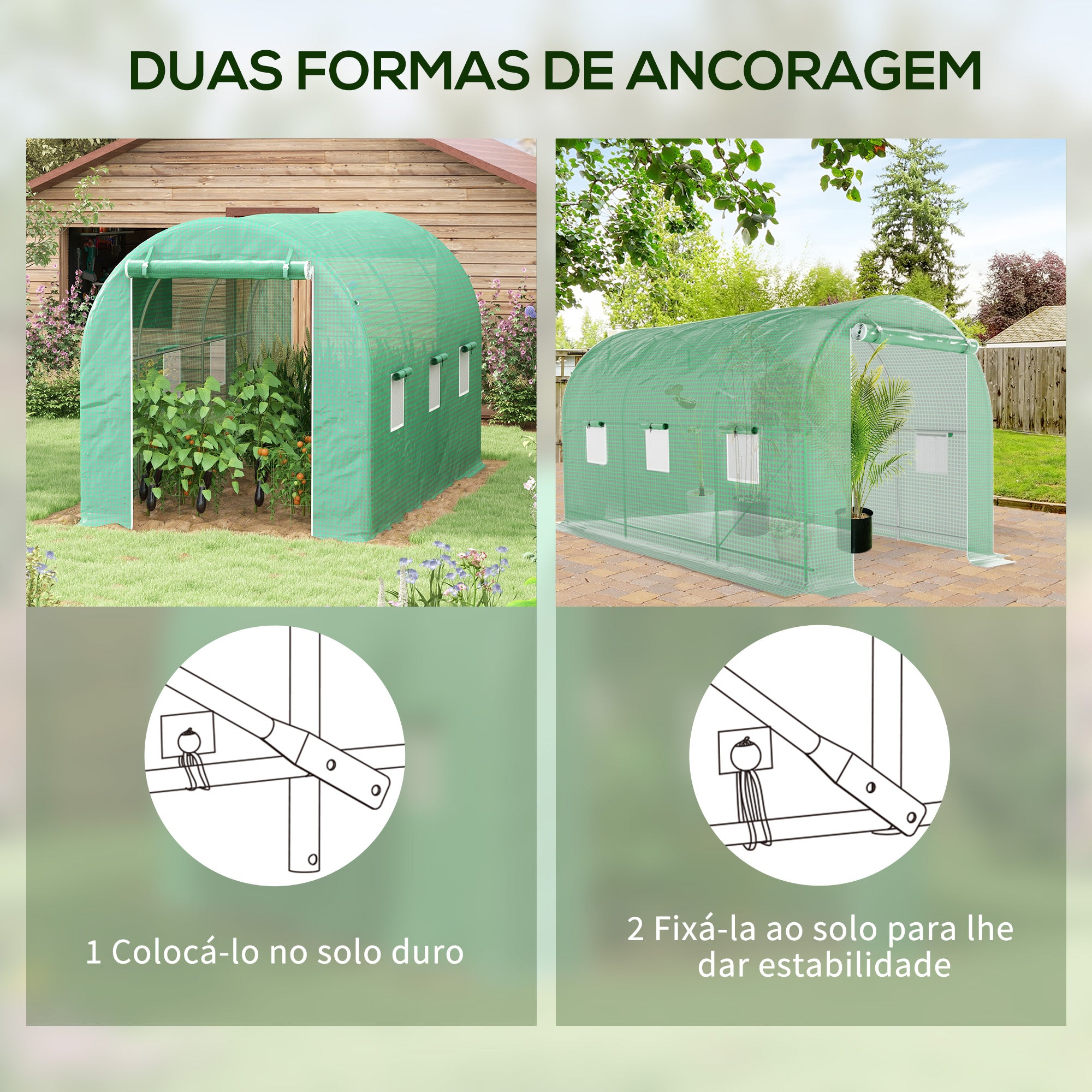 Estufa tipo Túnel – 400x200x205 cm – Verde – Aço Galvanizado