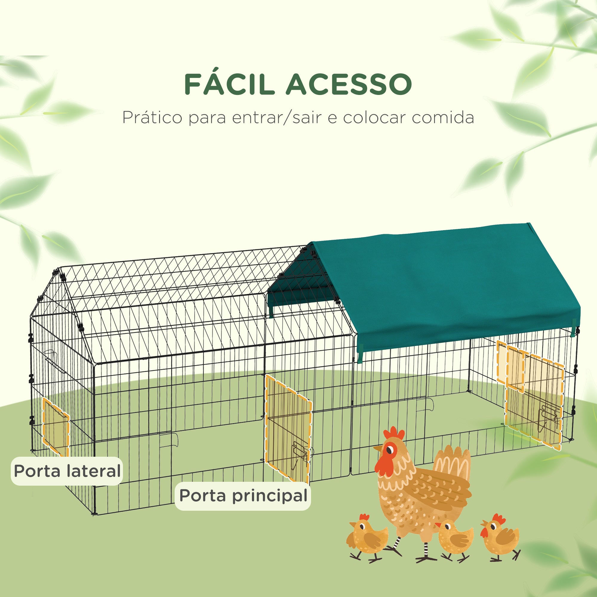 Gaiola para Roedores de Aço – 185x75x75 cm – Verde e Preto