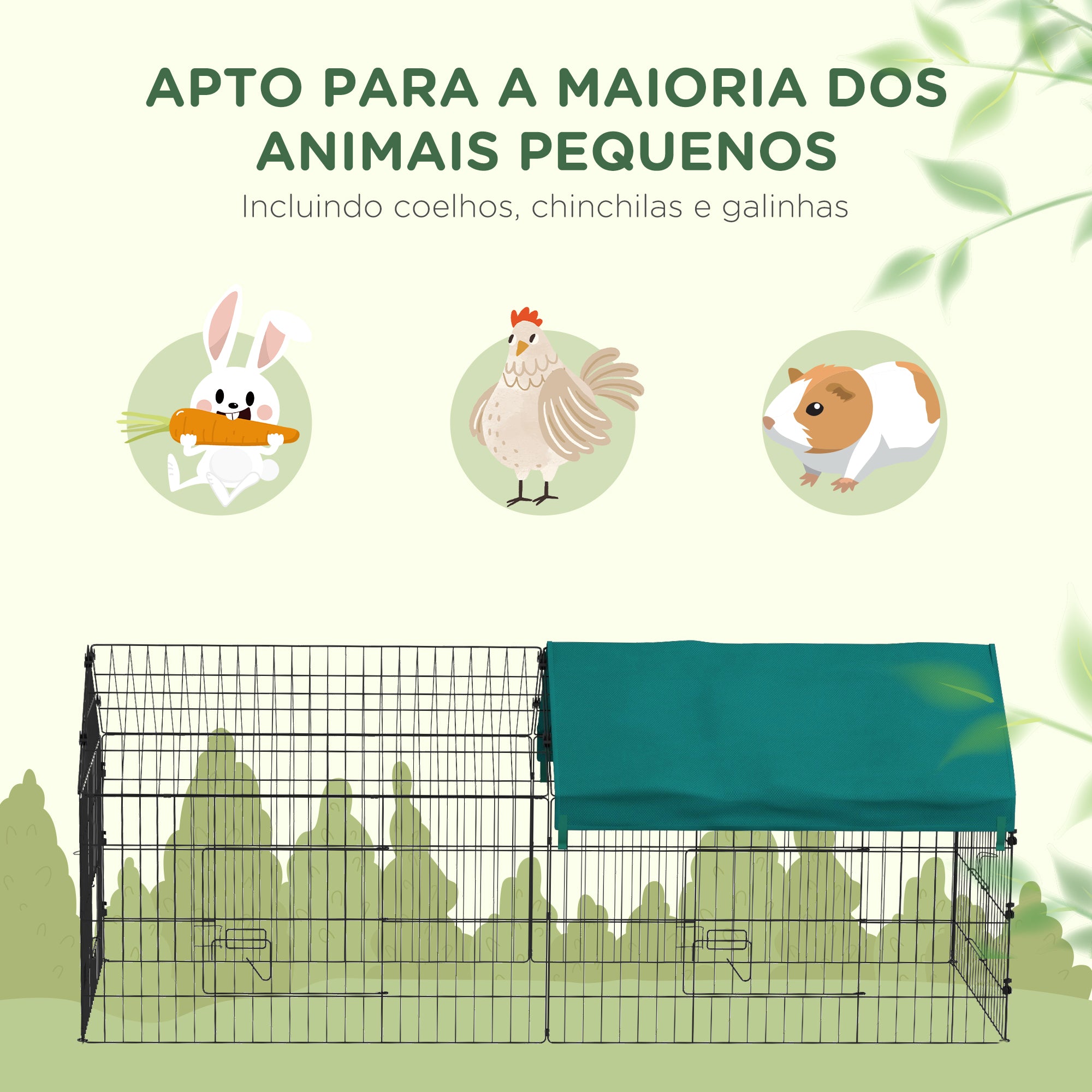 Gaiola para Roedores de Aço – 185x75x75 cm – Verde e Preto