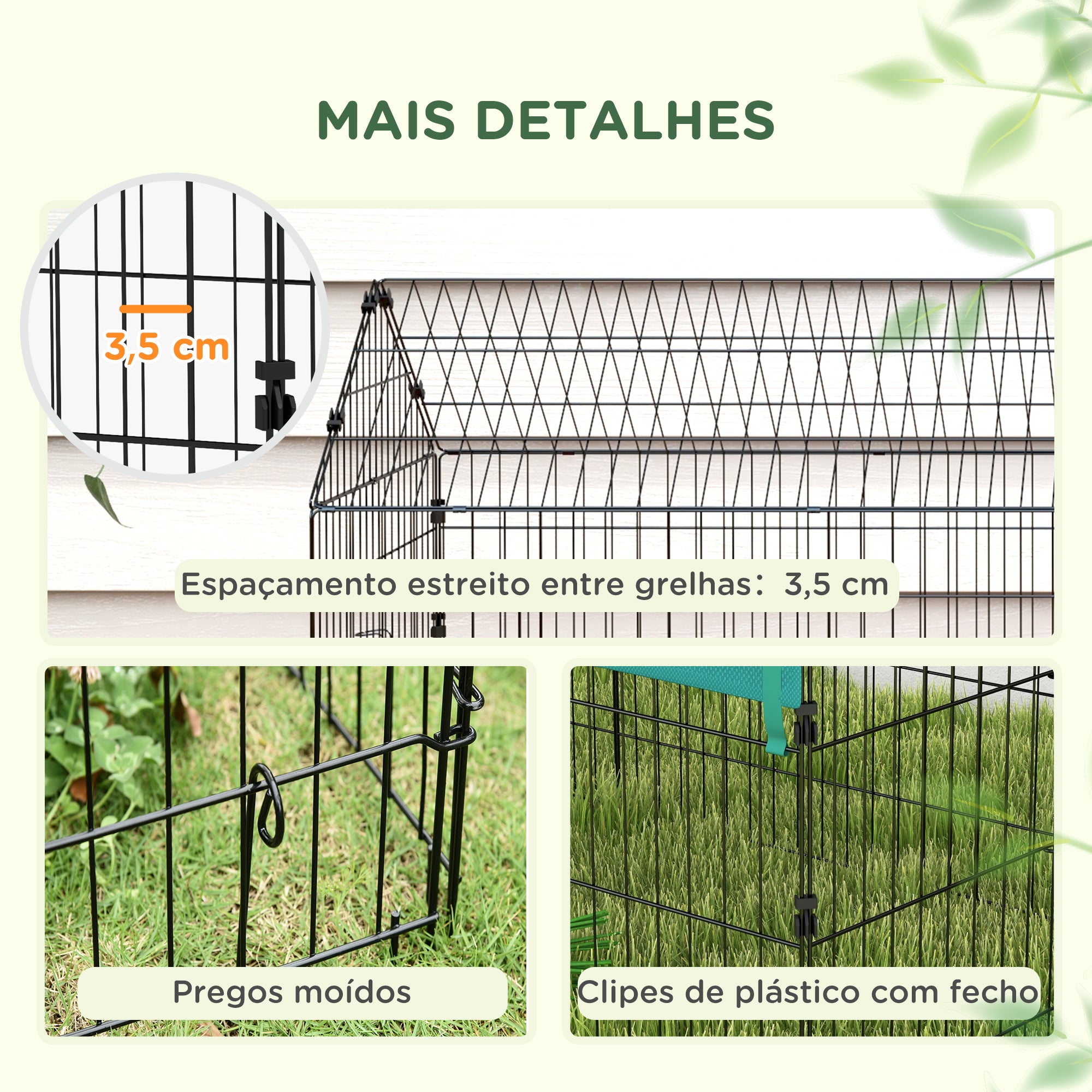 Gaiola para Roedores de Aço – 185x75x75 cm – Verde e Preto