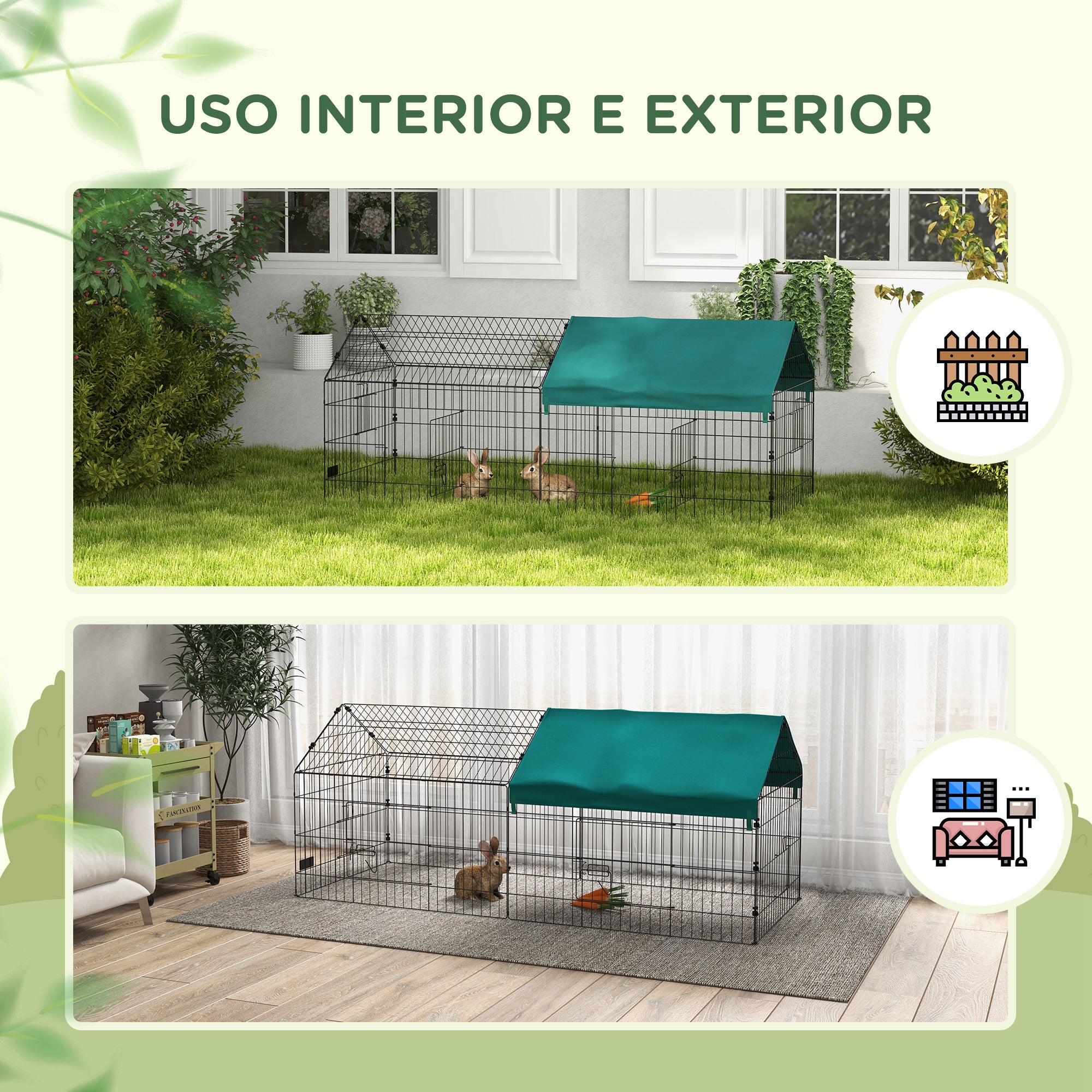 Gaiola para Roedores de Aço – 185x75x75 cm – Verde e Preto
