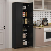 Armário de Cozinha com 4 Portas e Prateleiras Ajustáveis 60x30x170,5 cm - Preto
