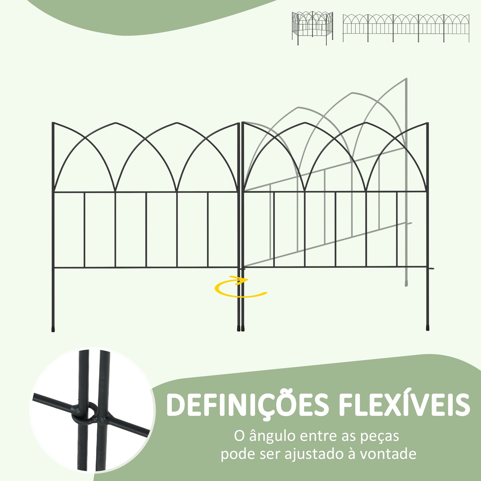 Conjunto de 5 Cercas Decorativas para Jardim 205x45,5 cm Cor Preto