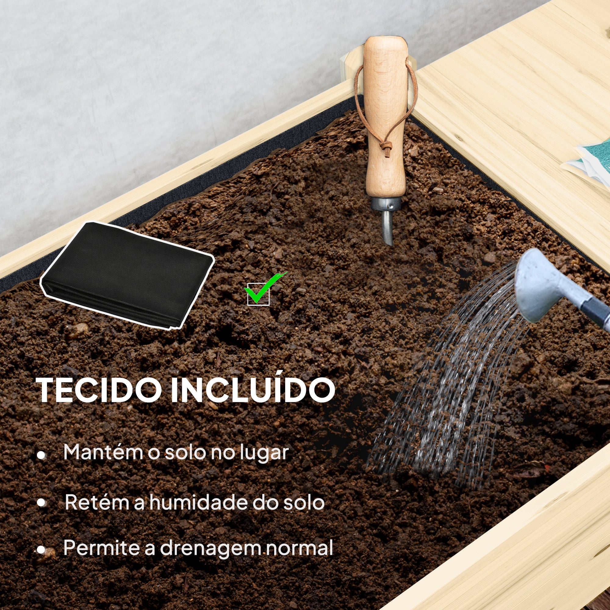 Floreira de Madeira com Rodas – 145x52x86 cm – Cor de Madeira Natural – Madeira de Abeto