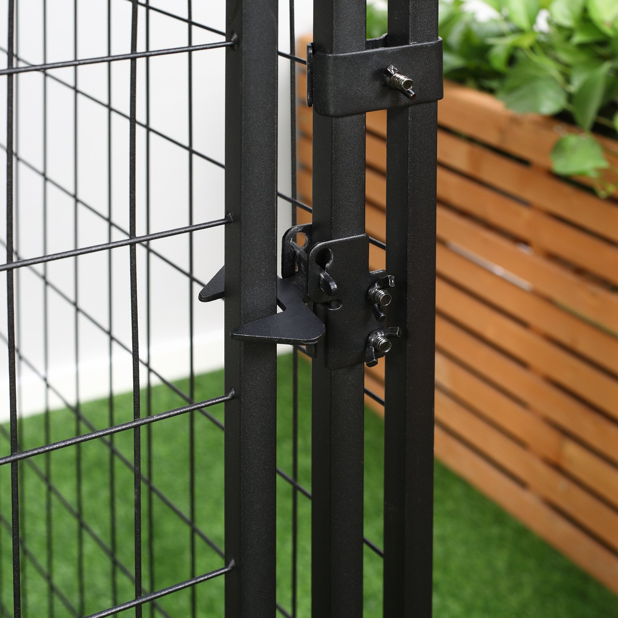 Parque para Animais de Estimação – 141x141x153 cm – Preto – Metal e Poliéster