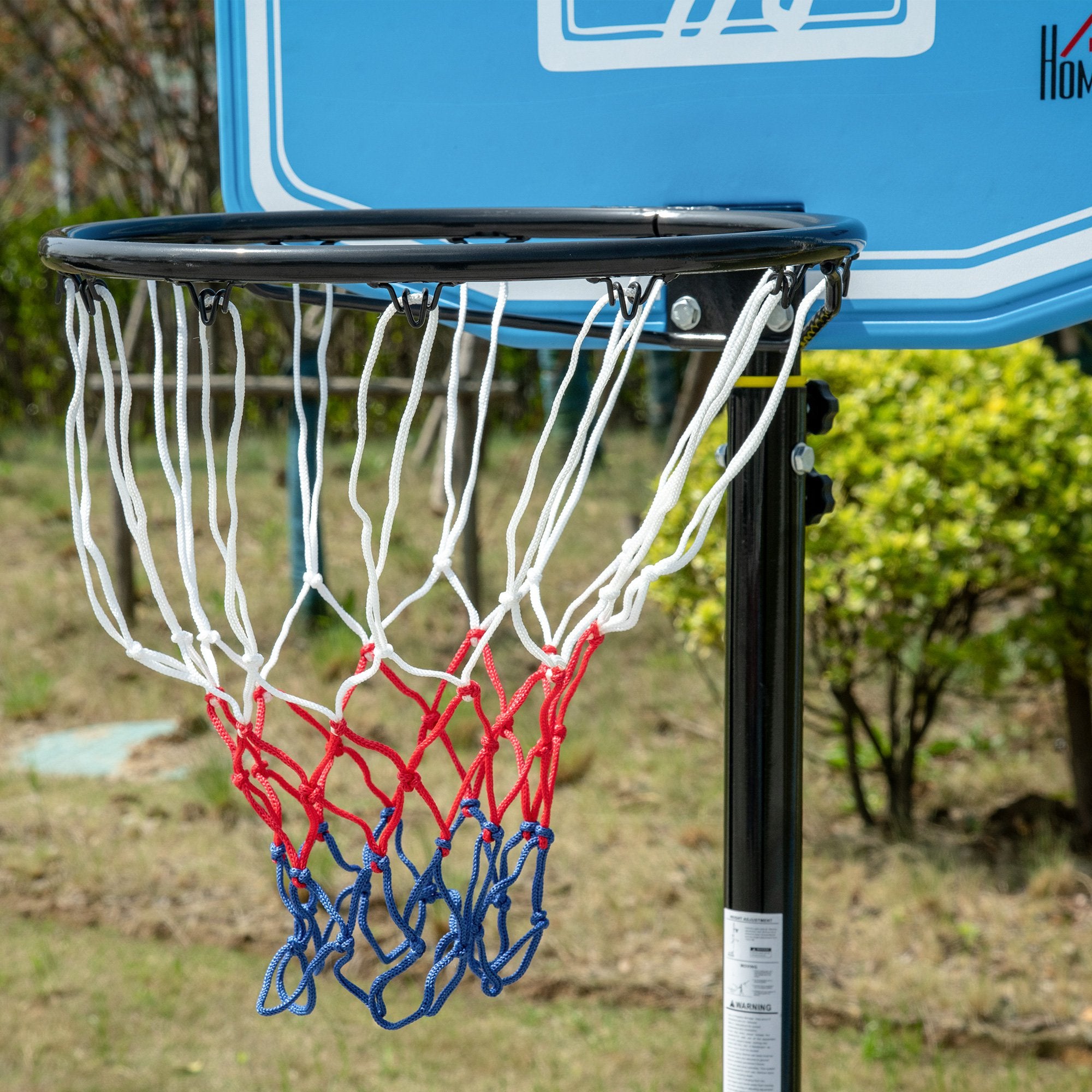 Tabela de Basquetebol para Exterior com Altura Ajustável 160-210cm – Preto e Azul – Estrutura de aço