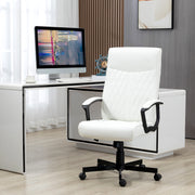 Cadeira de Escritório Giratória Encosto Alto Altura Ajustável 65x65x102-112,5cm Creme Branco