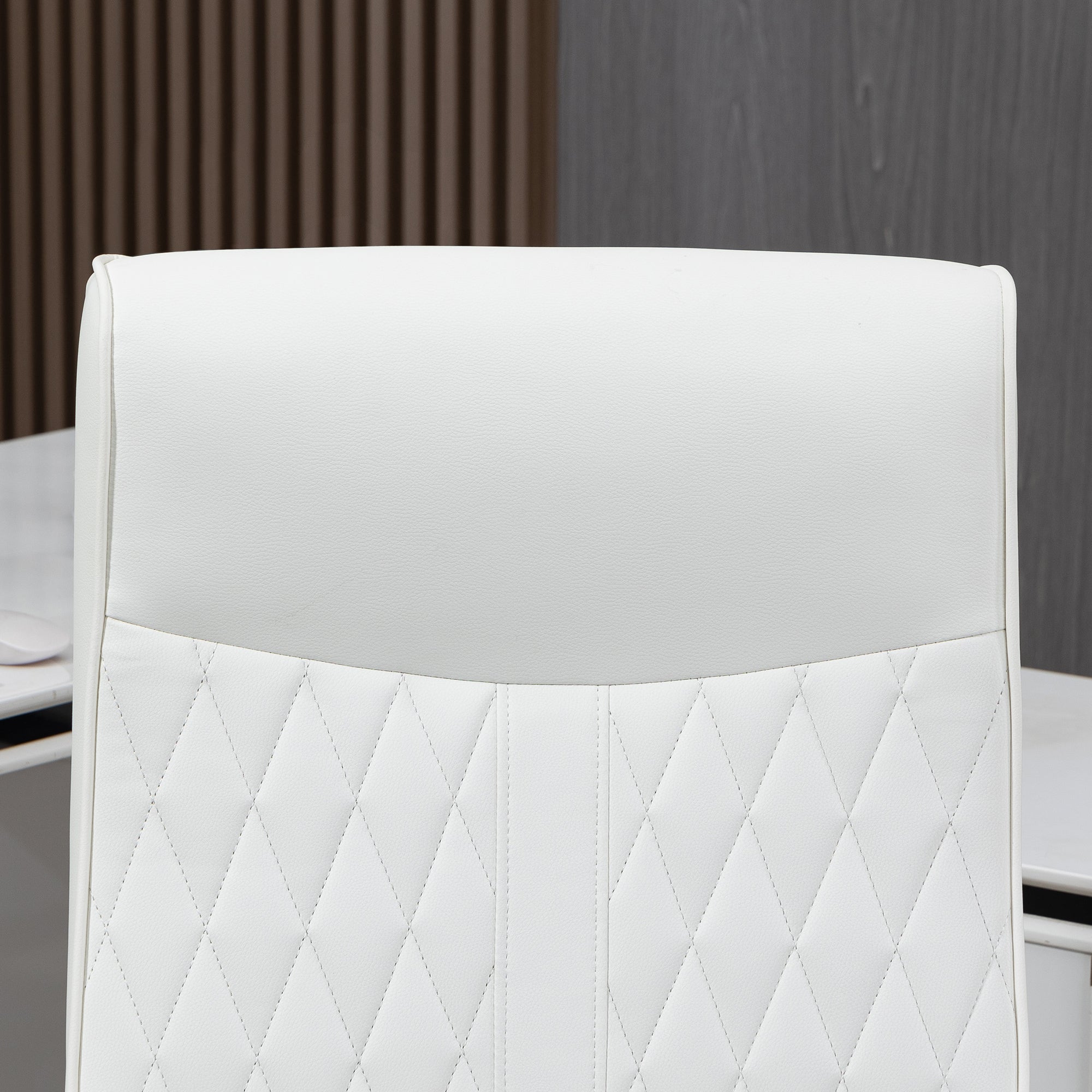 Cadeira de Escritório Giratória Encosto Alto Altura Ajustável 65x65x102-112,5cm Creme Branco