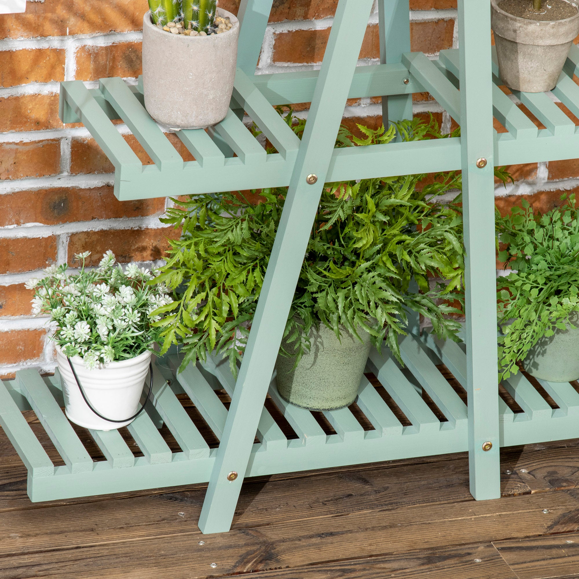 Suporte de Plantas de Madeira – 46x26x76cm – Verde