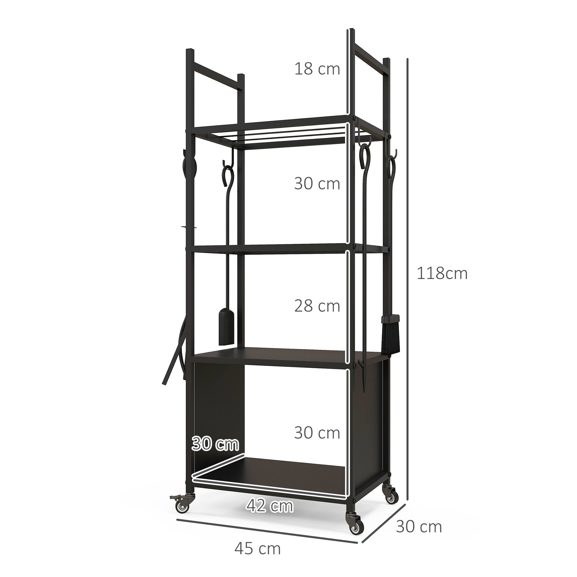 Suporte para Lenha – 45x30x118 cm – Preto – Metal