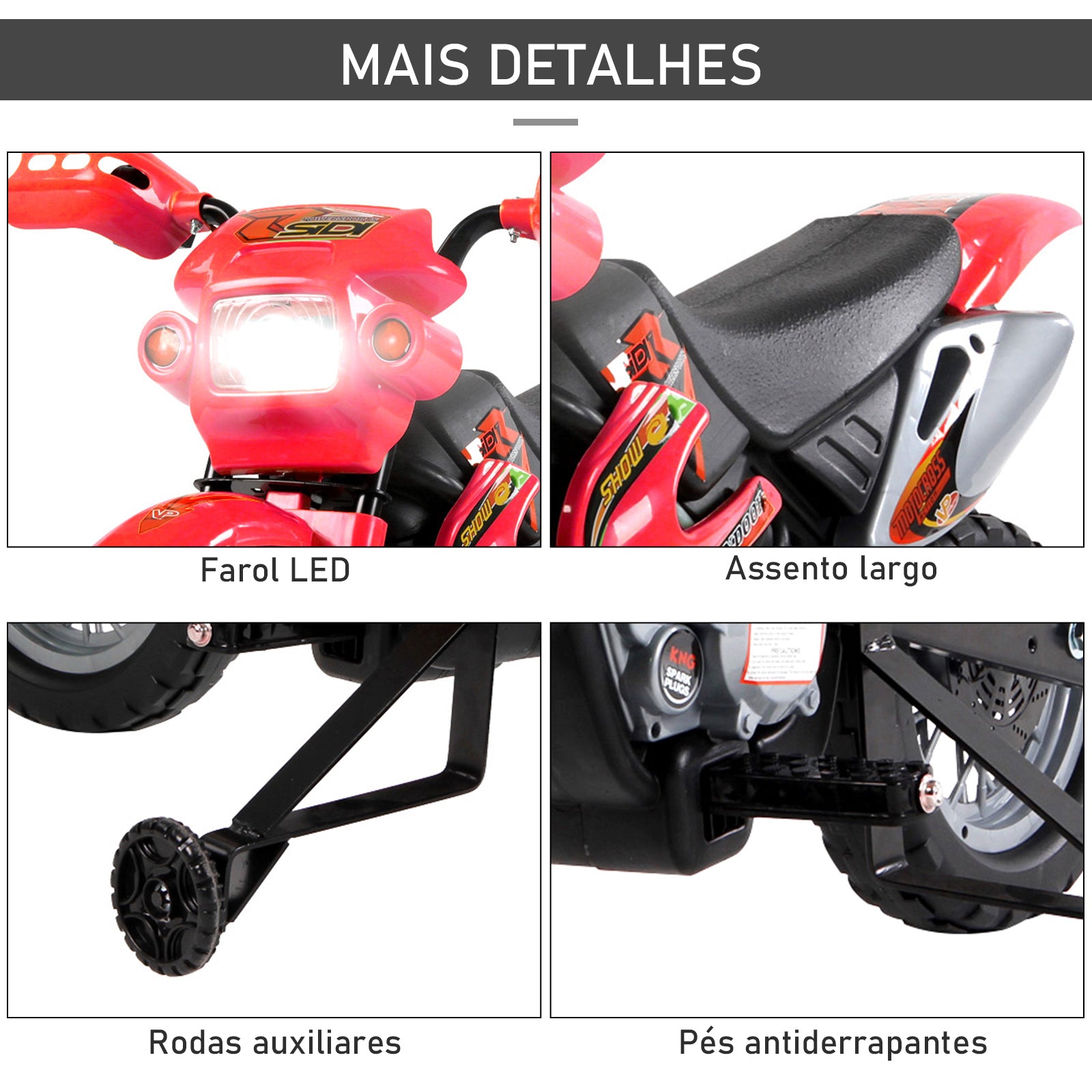 Mota Elétrica Infantil Vermelha e Preta 102x53x66 cm - Diversão Garantida para Crianças!