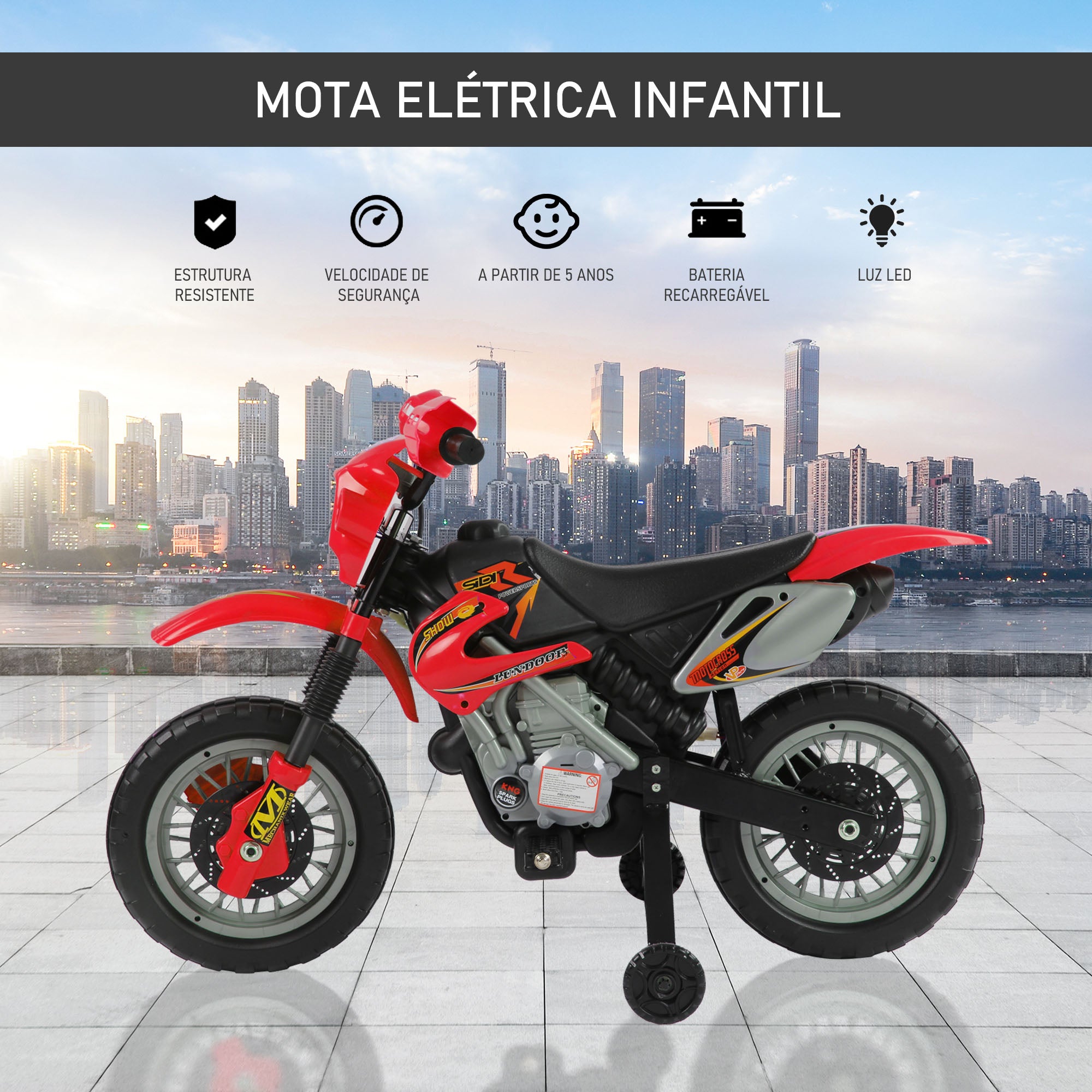 Mota Elétrica Infantil Vermelha e Preta 102x53x66 cm - Diversão Garantida para Crianças!