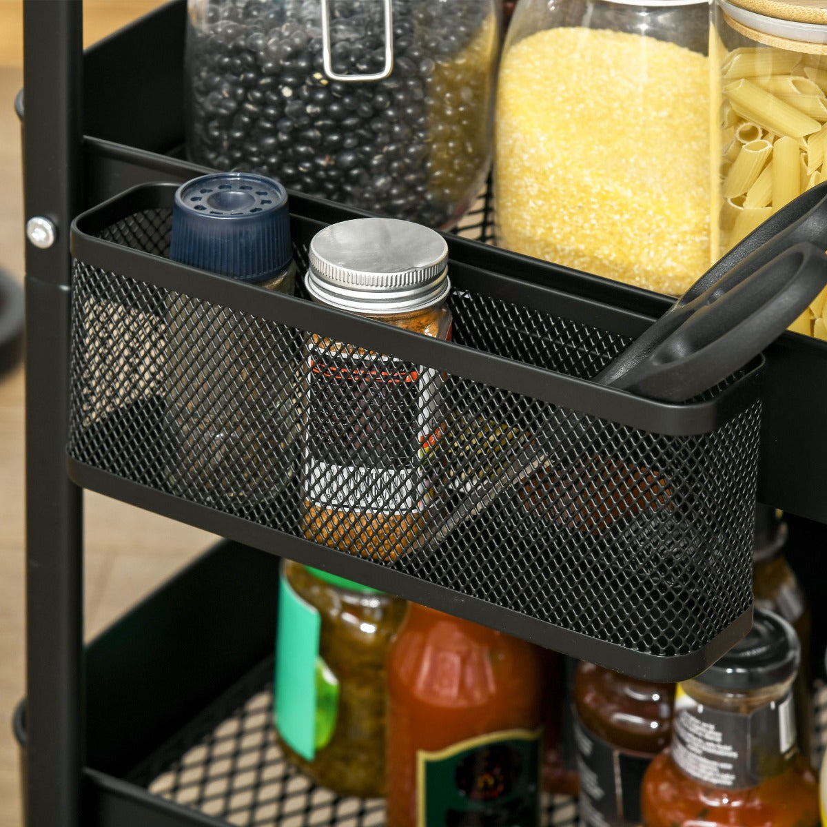 Carrinho de Cozinha – 51,5x32x75,6cm – Preto – Aço e Plástico PP
