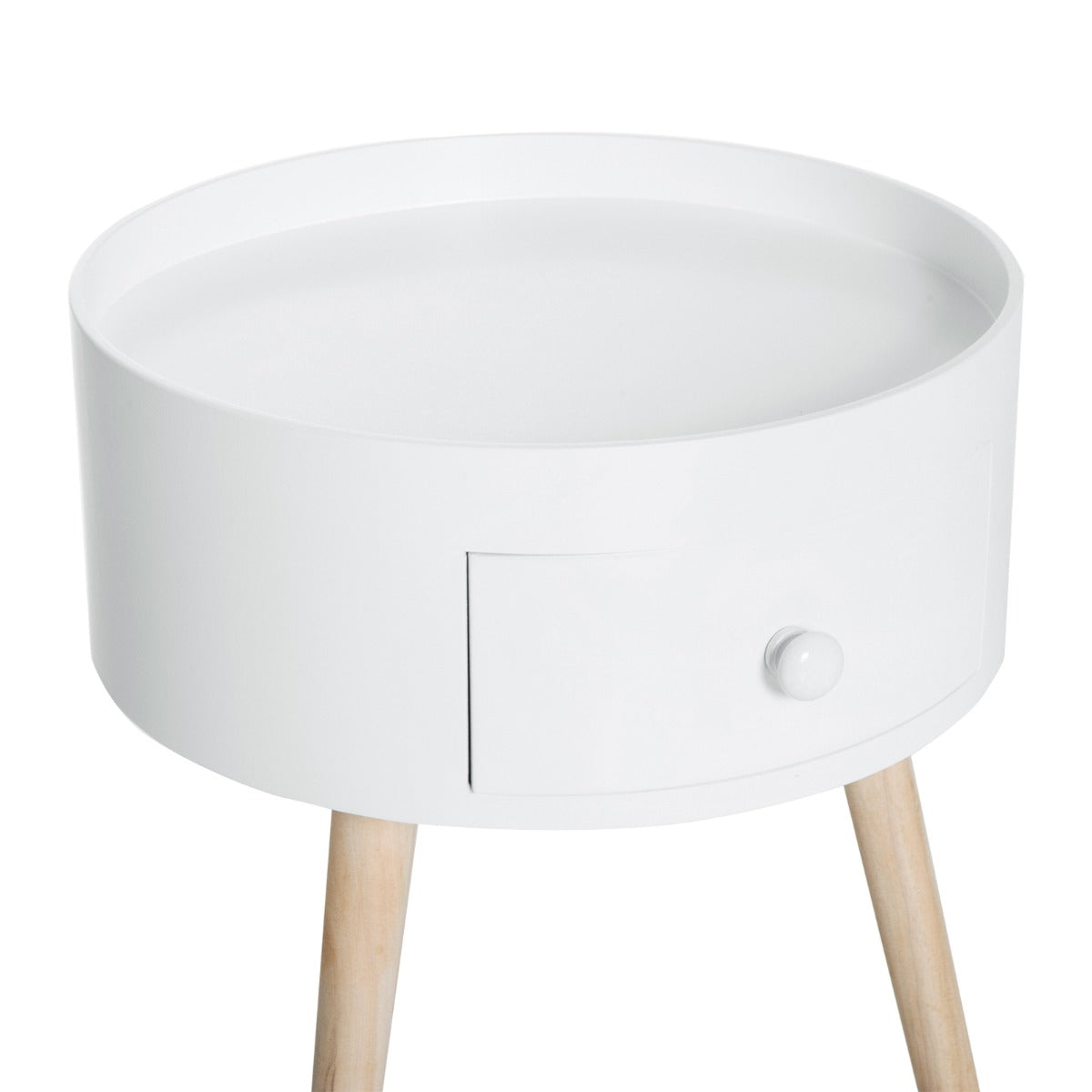 Mesa de Cabeceira Redonda Ø38x45 cm - Branco