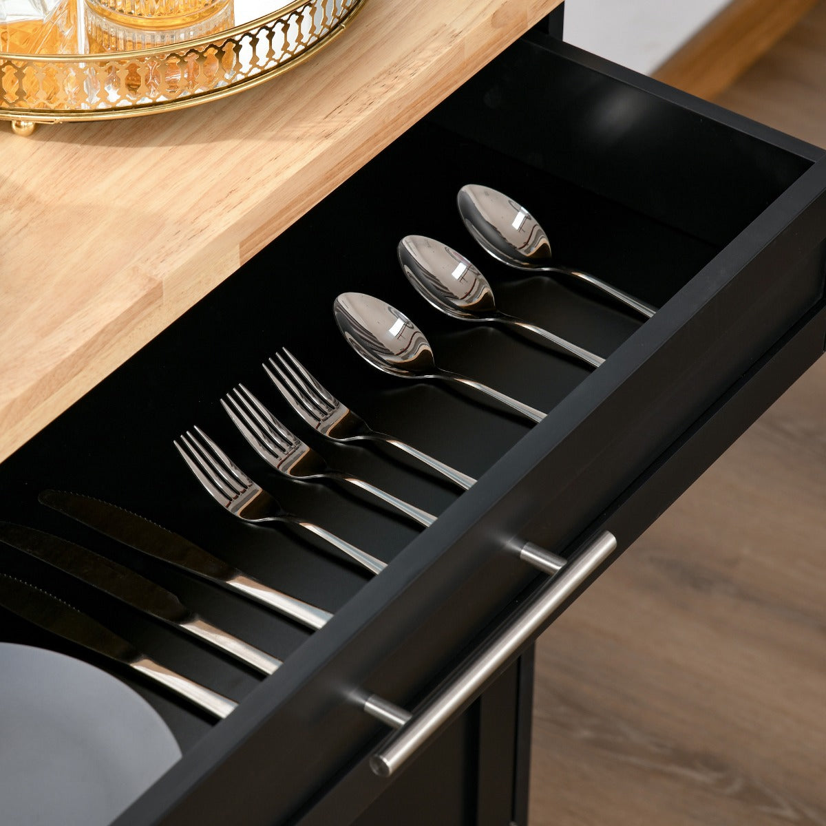 Carrinho de Cozinha 109x40x89cm - Preto