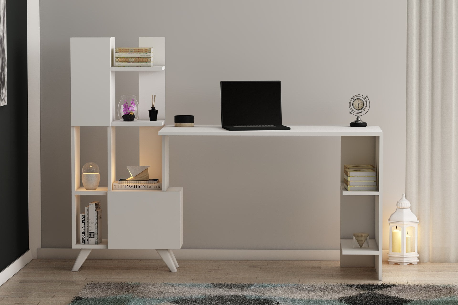 Secretária Moderna – 120 x 73 x 60 cm – Branca – Painel de Partículas