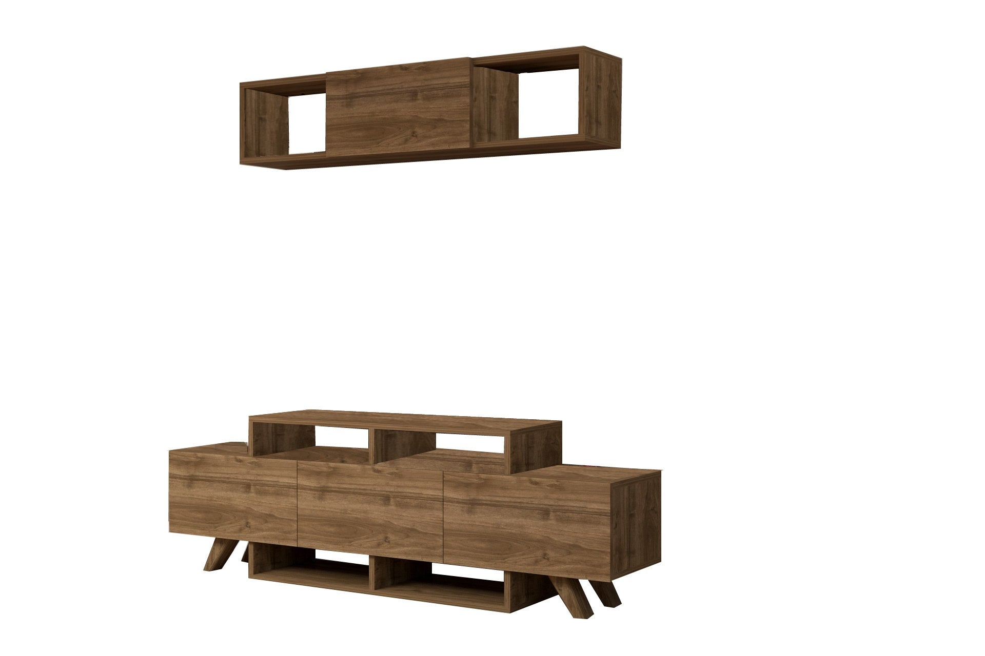 Móvel de TV – 150 cm x 49 cm x 31,6 cm – Nogueira – Painel de partículas revestido a melamina